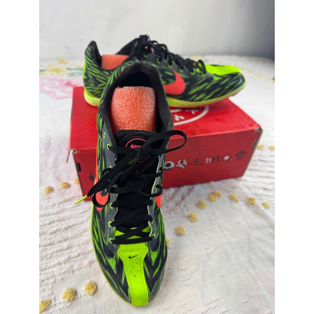 Nike Rival D Racing Distance Track Shoes Neon Green Orange Black Mens 12.5 - Picture 9 of 13